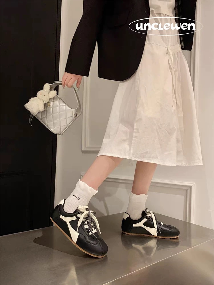 真皮休闲运动轻便平底软底跑步板鞋德训鞋软底阿甘鞋女913-1