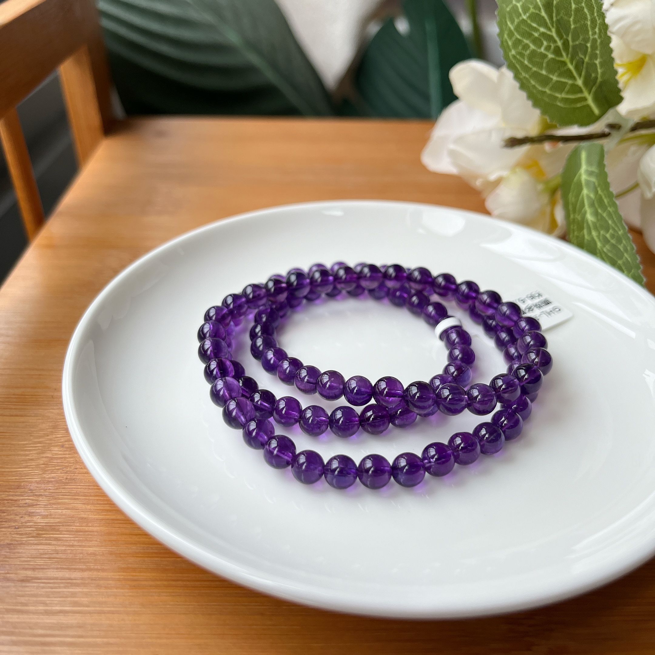 【珠宝厂长】约6-6.5mm乌拉圭紫水晶圆珠多圈手串