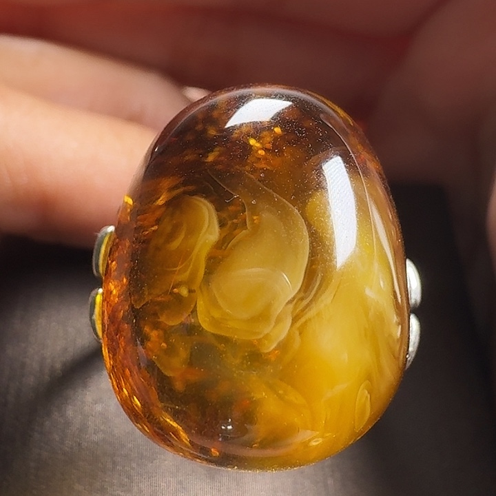 蜜蜡银S925镶嵌戒指戒指