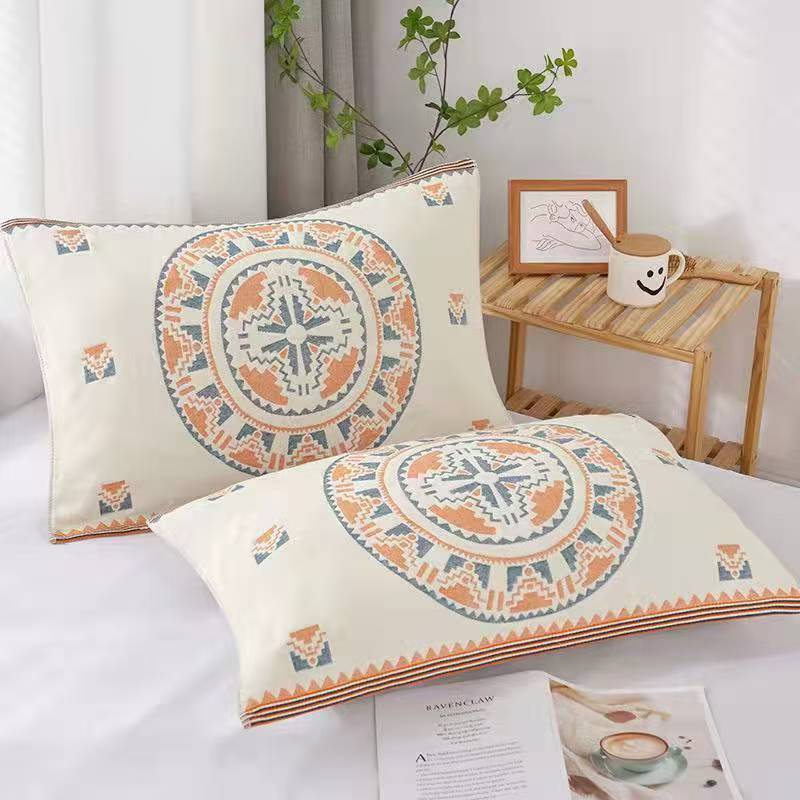 家用棉枕头巾枕套吸汗十层透气提花高档四季枕巾 波西米亚