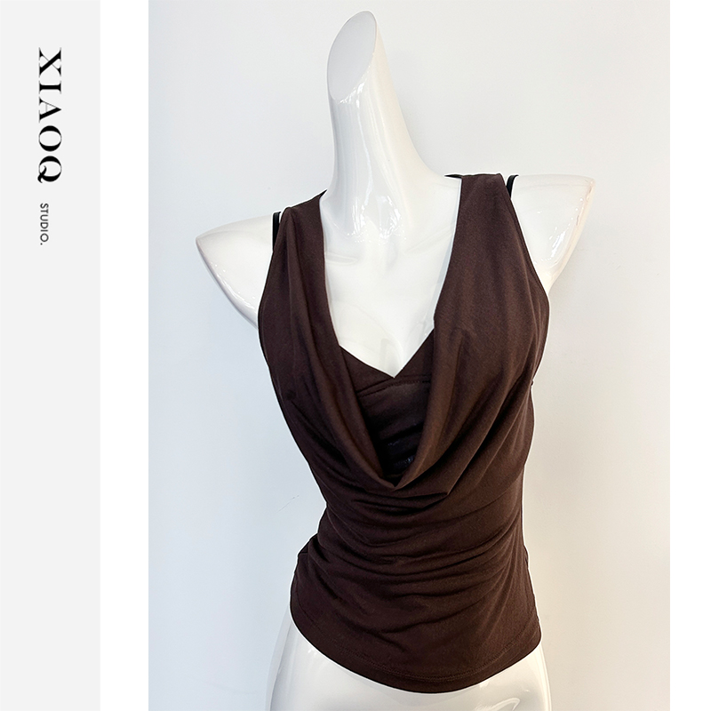 【小Q家】77999设计感百搭背心两件套T