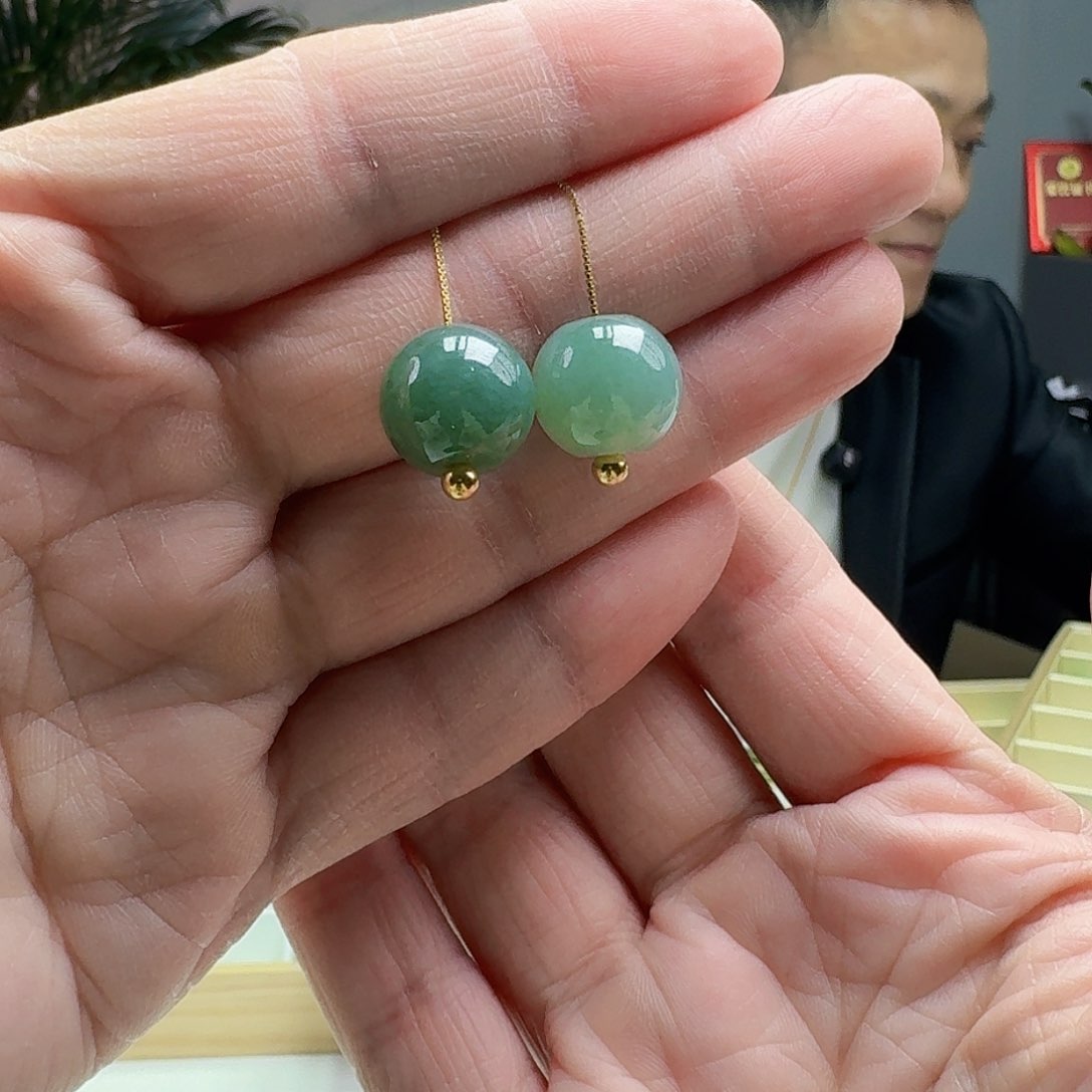 翡翠耳饰银S925镶嵌天然