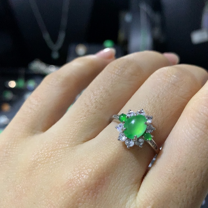 翡翠银S925镶嵌戒指