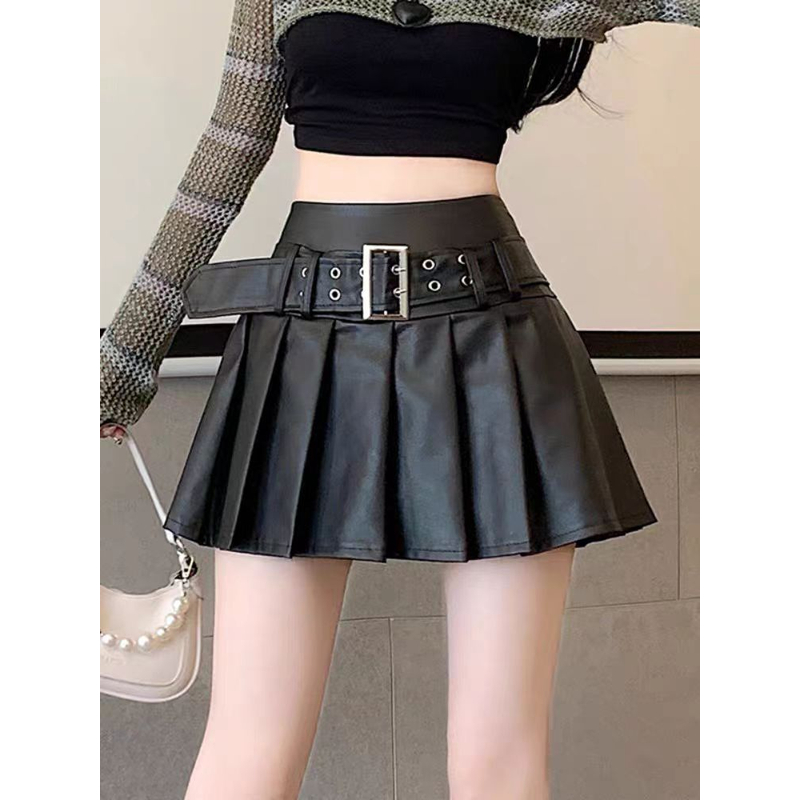 【锦衣服饰】JY 230重工腰带款气质皮百褶裙