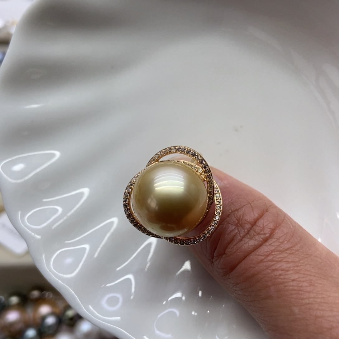 海水珍珠戒指银S925镶嵌
