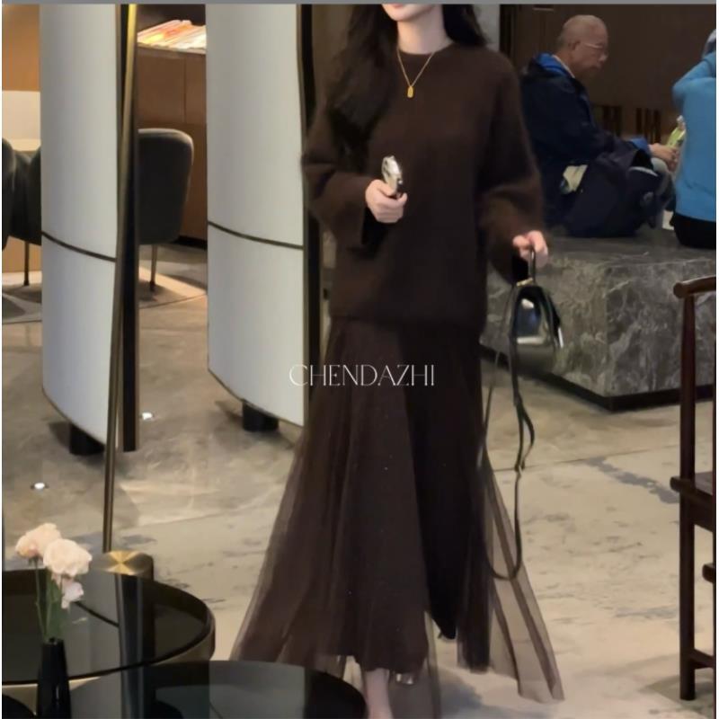 【大只定制】 琥珀流光  冬季美拉德风不起球A型半身裙5QKYY10576