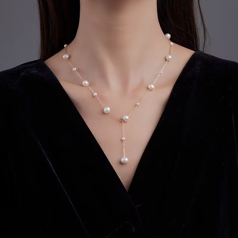 链子925银 满天星项链少女风锁骨链几何女颈链欧若智性风毛衣链