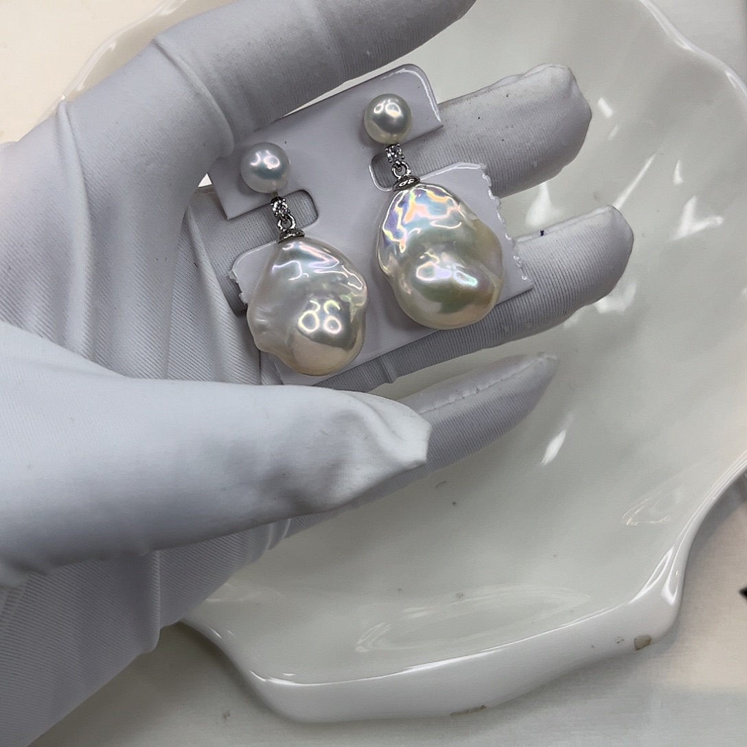 合金淡水珍珠耳饰