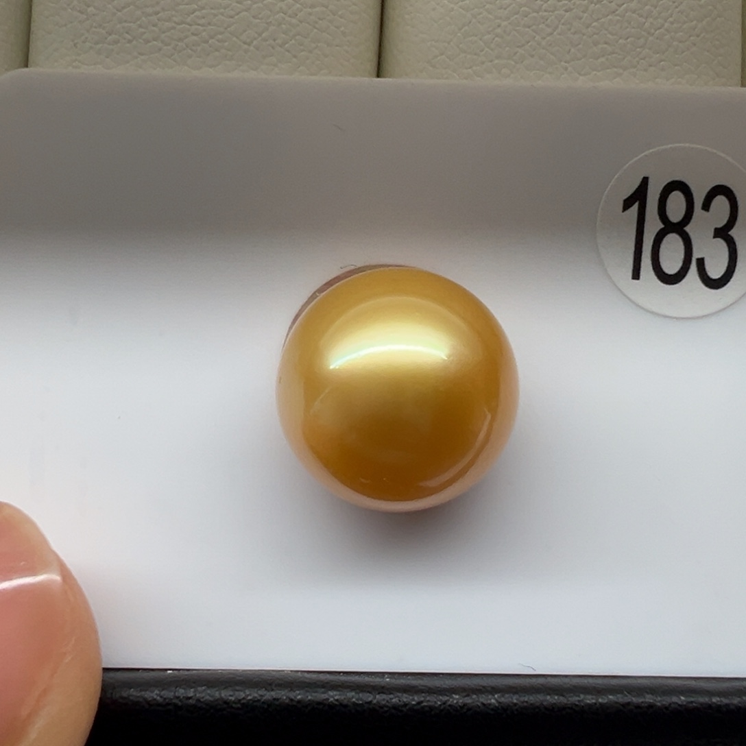 海水珍珠未镶嵌金珠近圆12+浓金面珠