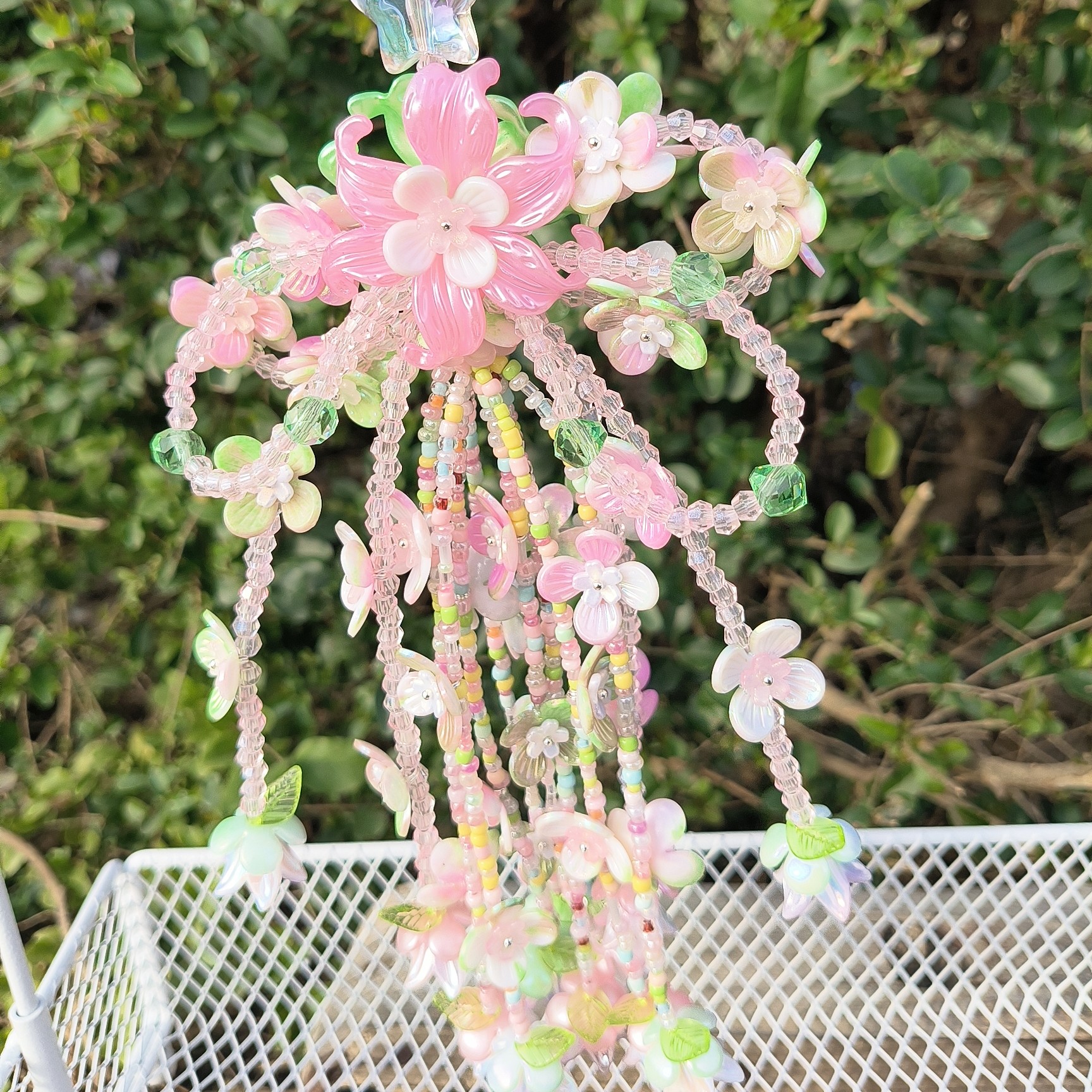 粉白渐变铃兰花新中式手机链包包钥匙链