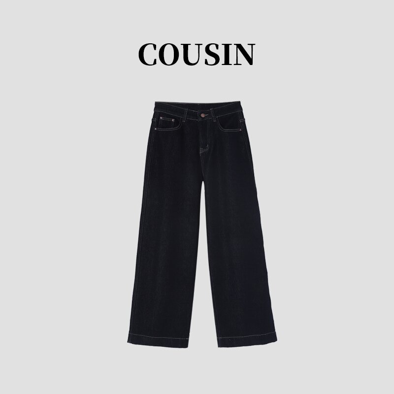 D.cousin 冬季加绒弹力咪咪绒阔腿裤女款长裤设计牛仔裤 850