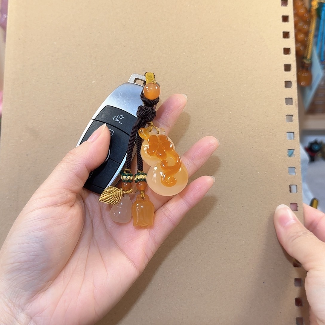 玛瑙/玉髓钥匙挂件福禄款未镶嵌S****太