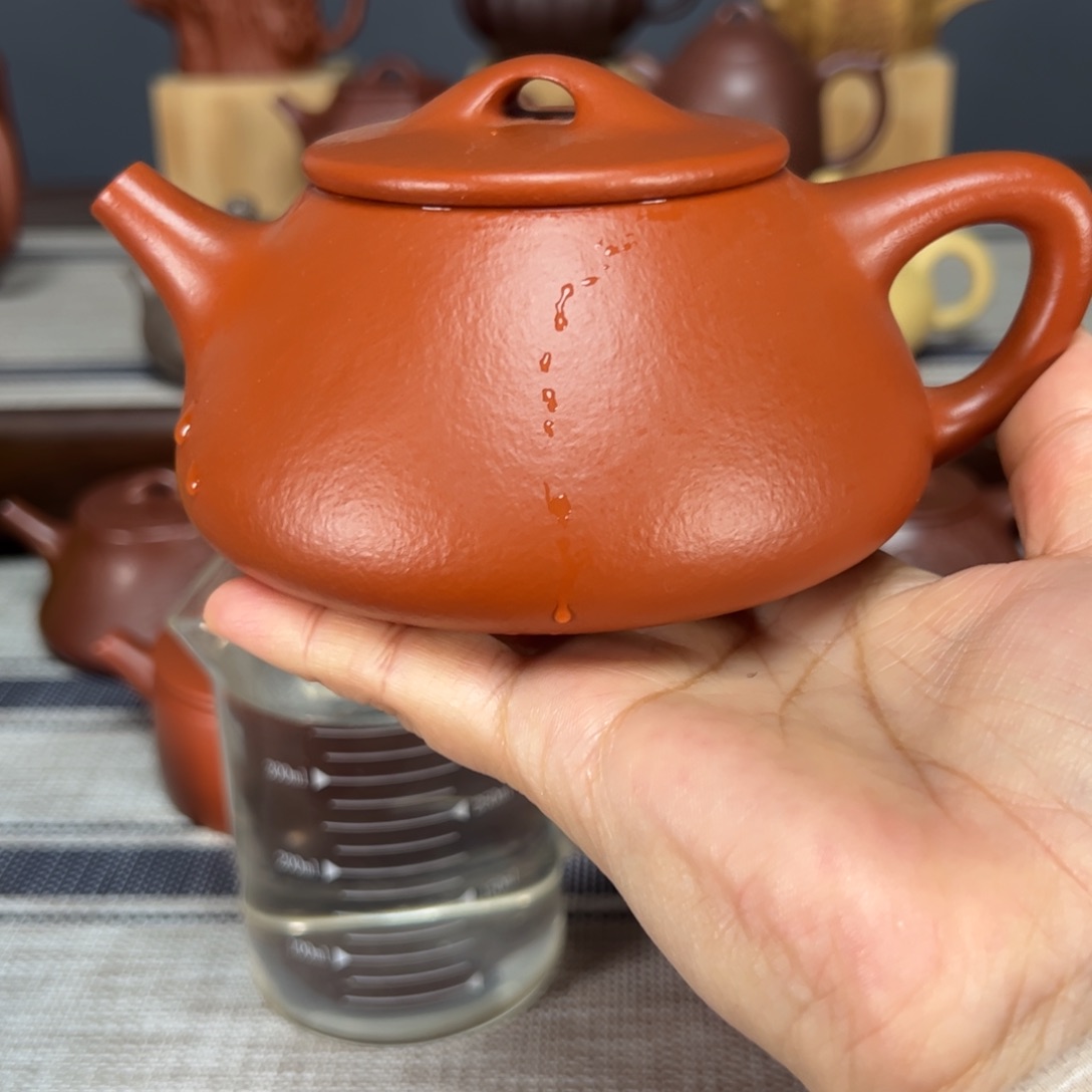 茶壶紫砂洪*石瓢全手工350毫升朱泥