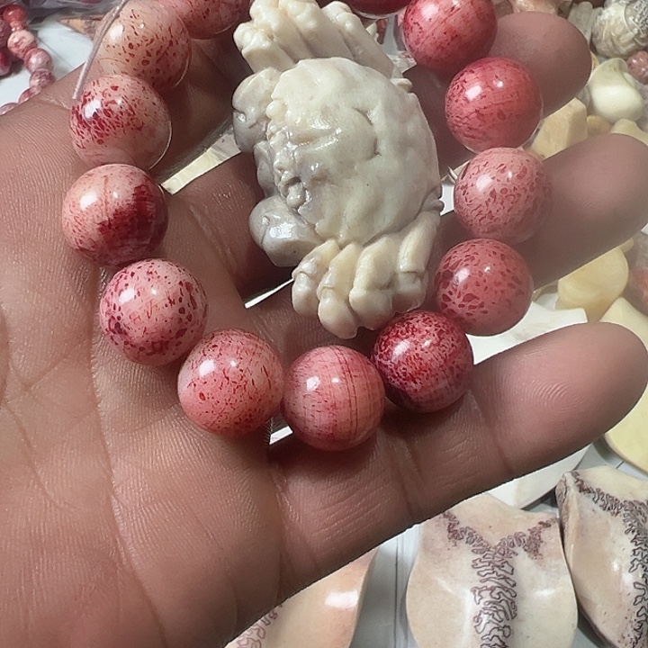 睡***导花岗石铁合金养殖鹿骨制作手串螃蟹