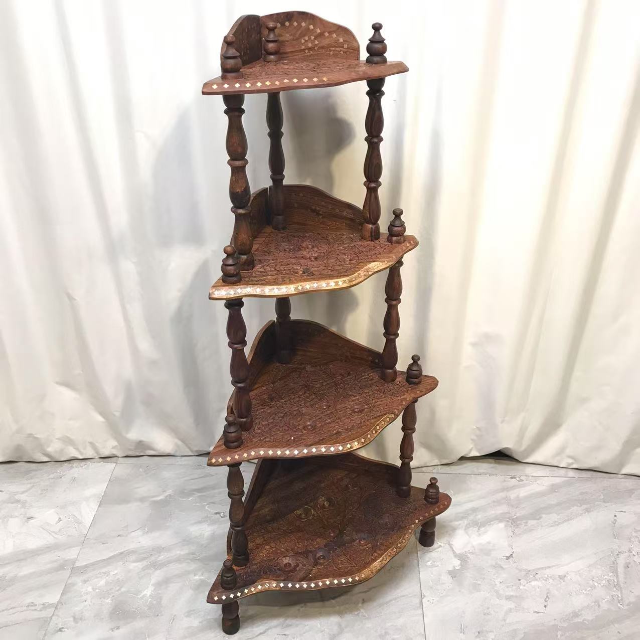 BORCH/博瑞奇 黄檀木置物架三角四层博古架 09328