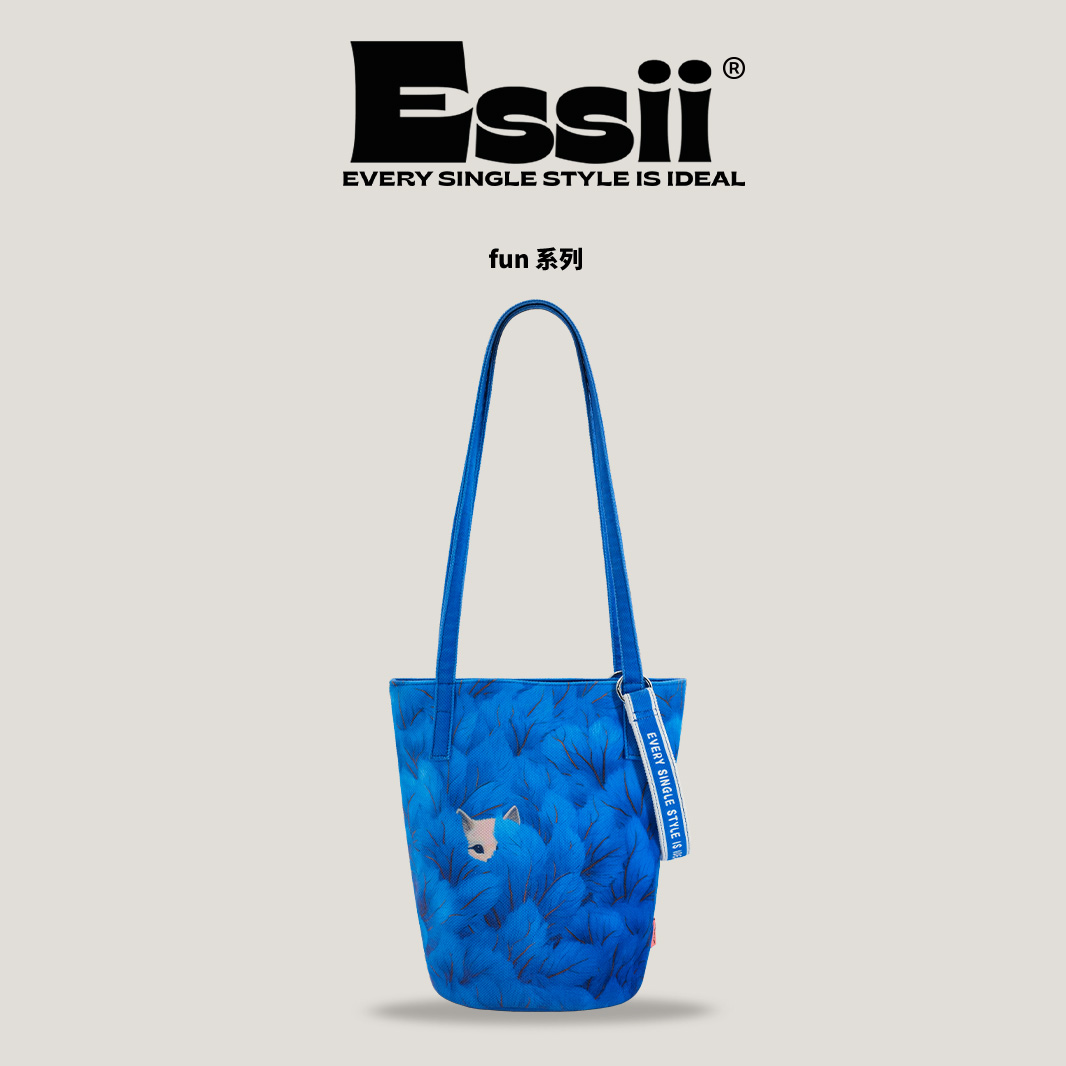 完美款款狐狸插画休闲女士新款文艺单肩可斜挎加长水桶布包包