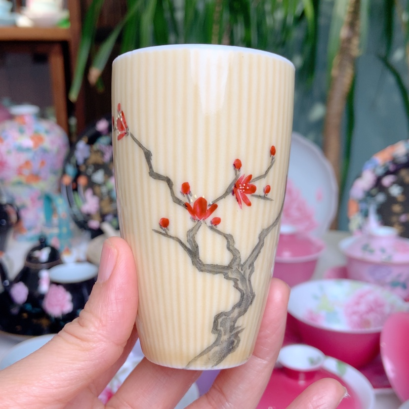 【闪购商品】蜡梅杯景德镇陶瓷握手杯