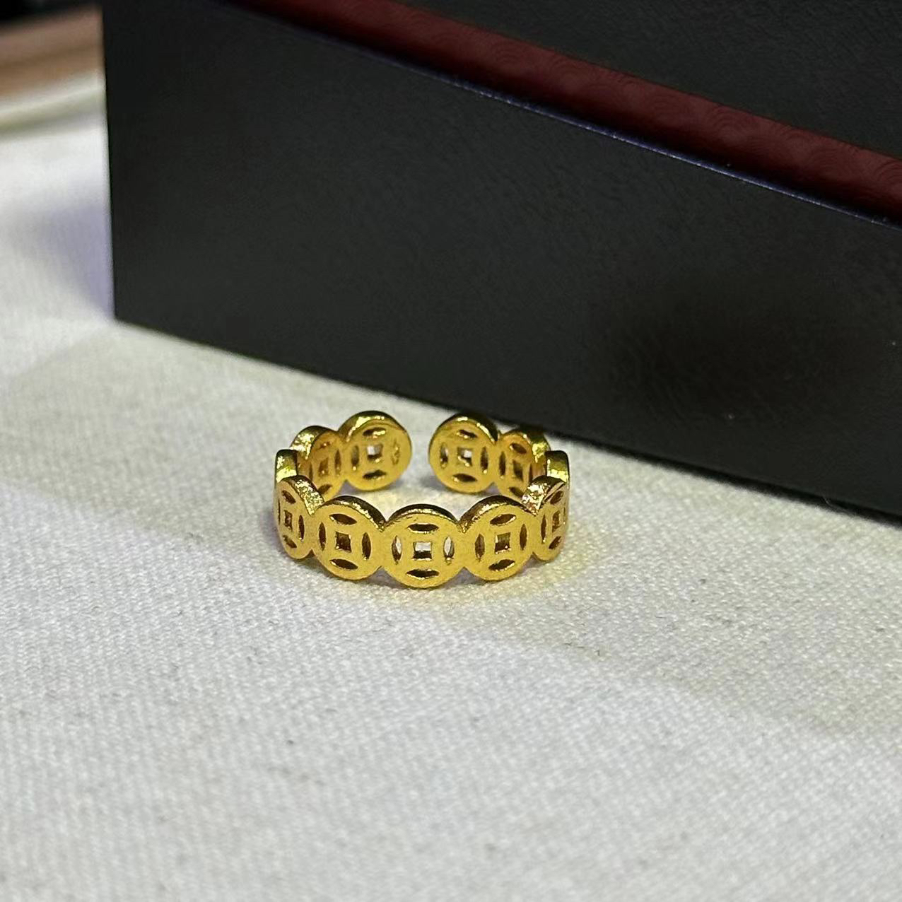 铜合金戒指 简约百搭铜钱戒指-3980