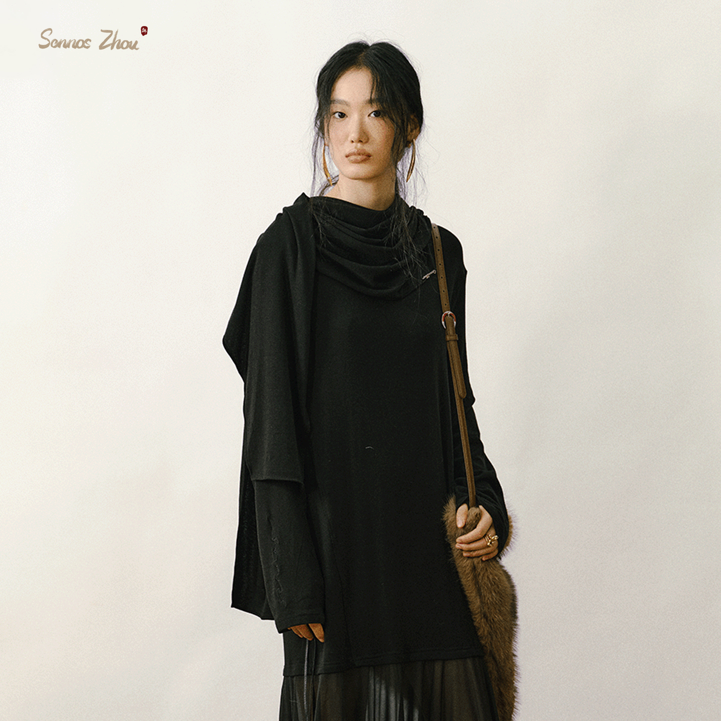 sennoszhou丝络·裙摆微窈针织两穿T恤裙C56077