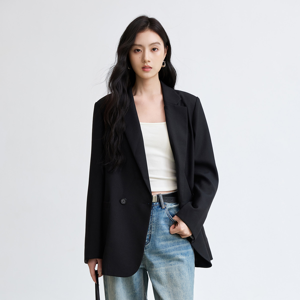 茵曼翻驳领西装外套女25年秋季新款日常通勤百搭休闲气质女士上衣