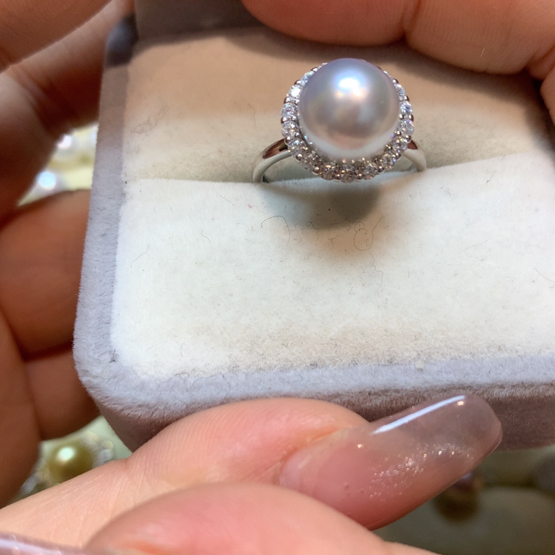 海水珍珠戒指银S925镶嵌
