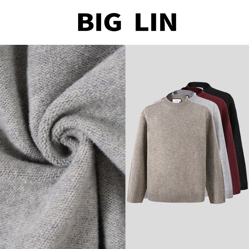 BIG林 新款百搭纯色绵羊毛针织衫冬聚热保暖圆领毛衣 DC1610