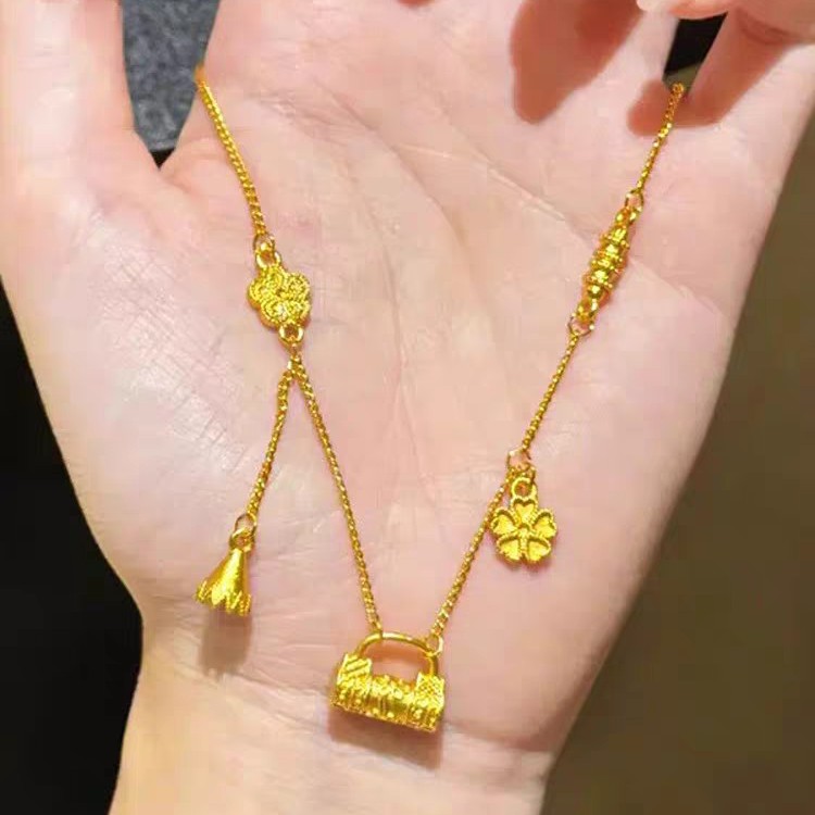 铜合金项链 流苏平安锁包项链时尚百搭女款0003