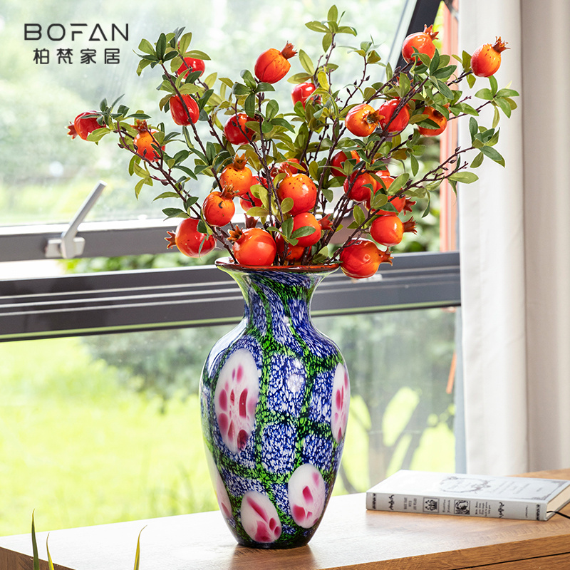bofan/柏梵【蓝瓶缀雪】新中式花瓶餐桌高级感艺术摆件油墨色彩花瓶