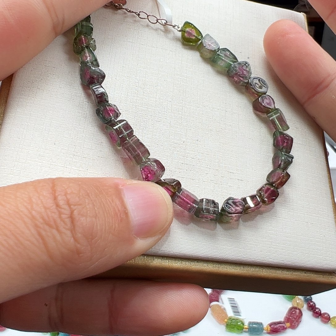 碧玺银S925镶嵌手串5-6.2mmmmmm