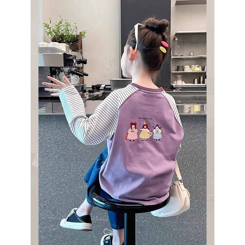 【现货】2025秋韩范设计师款插肩袖女童打底衫 D691 691 W B