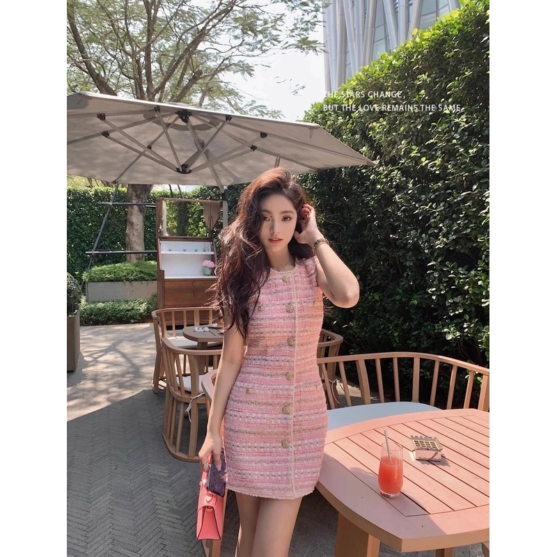 【大大钱】Lilylikes In Paris羊毛粉金粗花呢小香风连衣裙