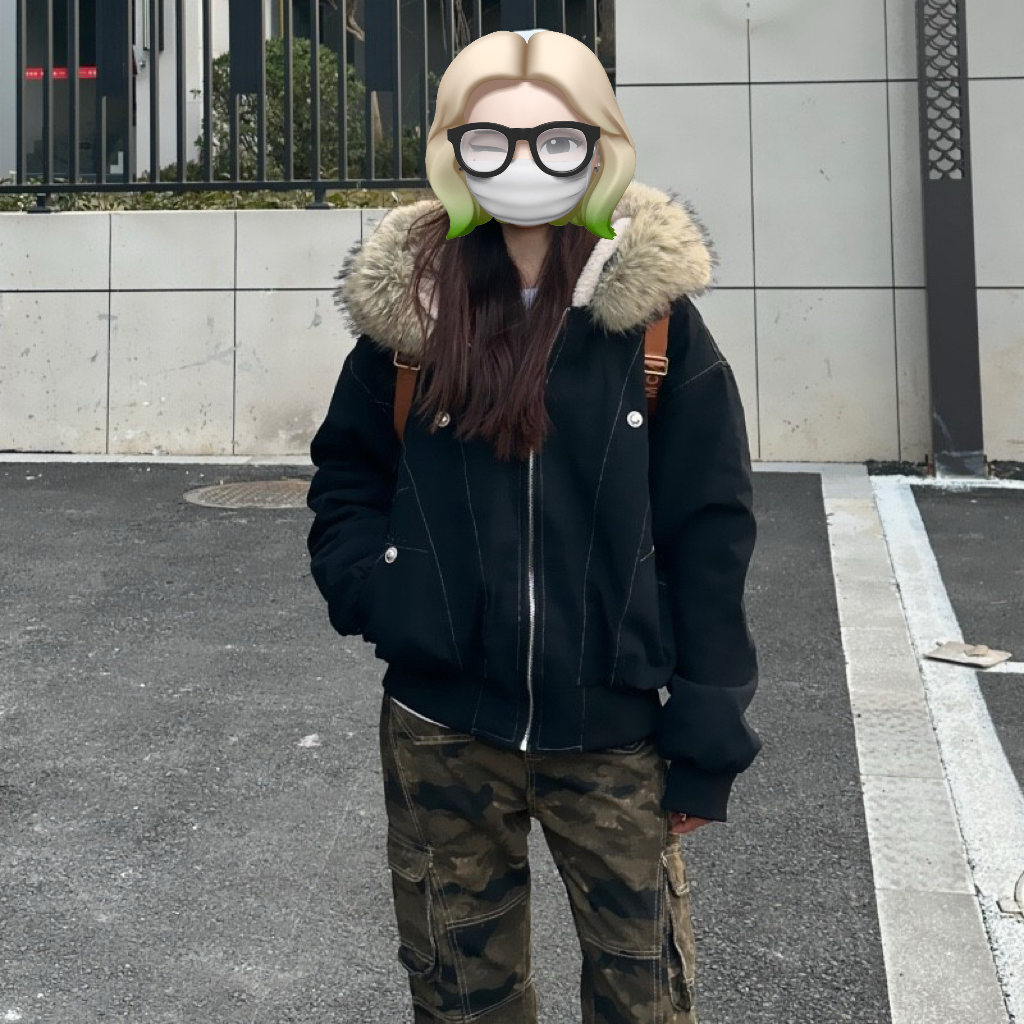 大毛领座山雕连帽棉服女冬季美式短款情侣男女宽松毛绒棉服外套潮