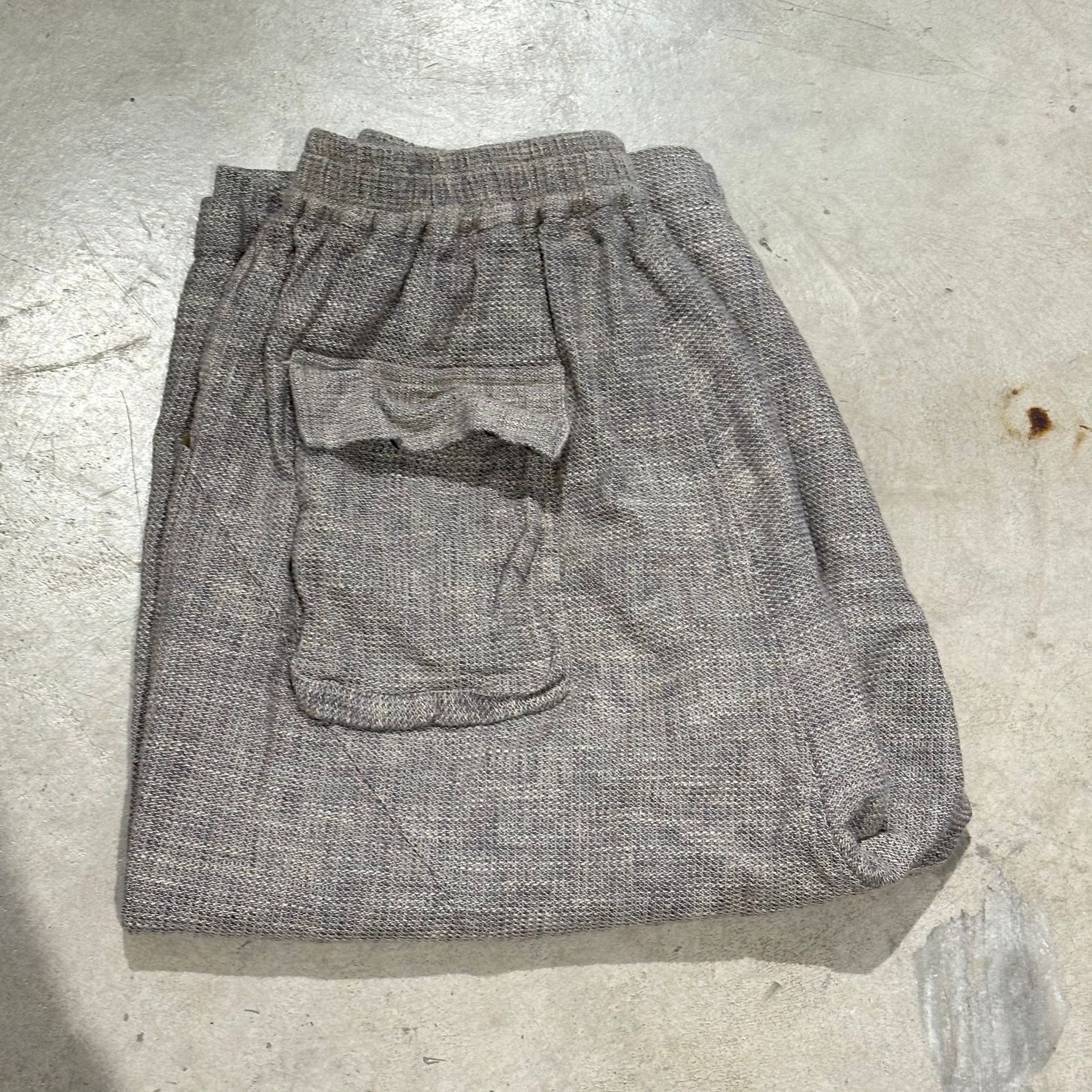 SN137休闲复古 色织亚麻立体拼片松紧休闲低裆裤