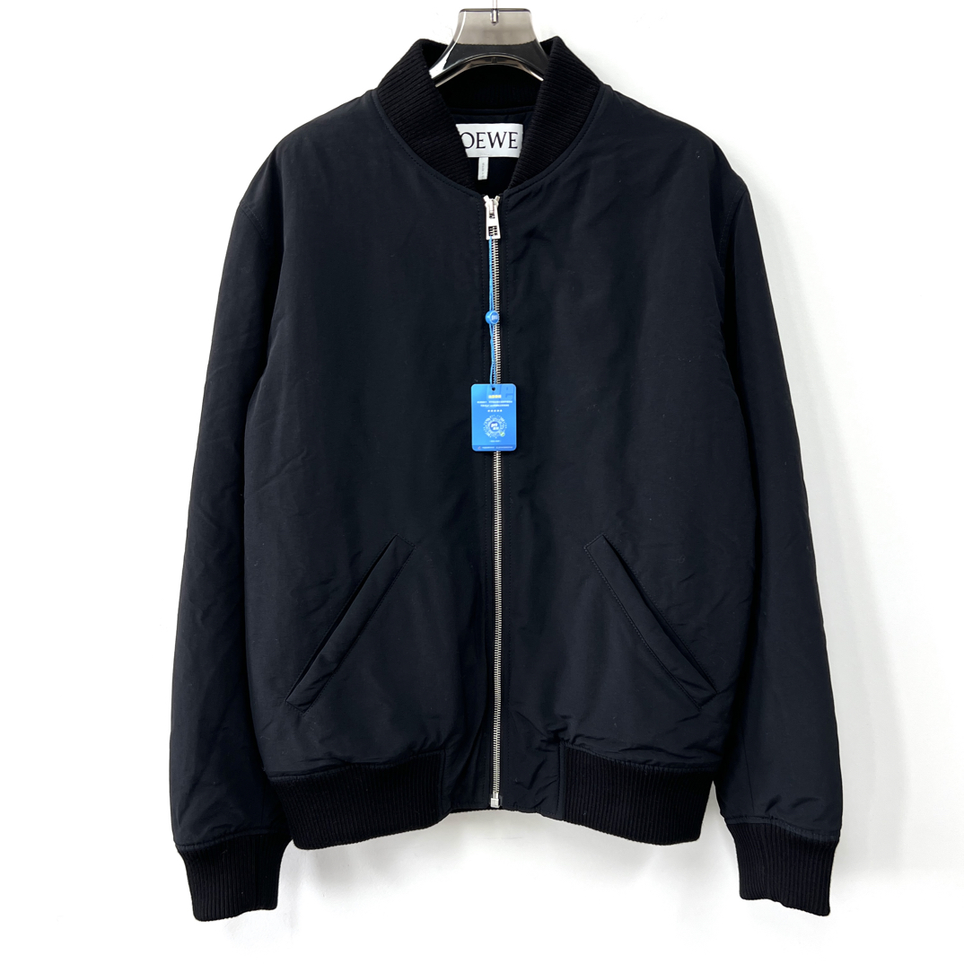 99新 LOEWE/罗意威 背后雏菊字母logo印花棉服夹克外套 黑色 46码