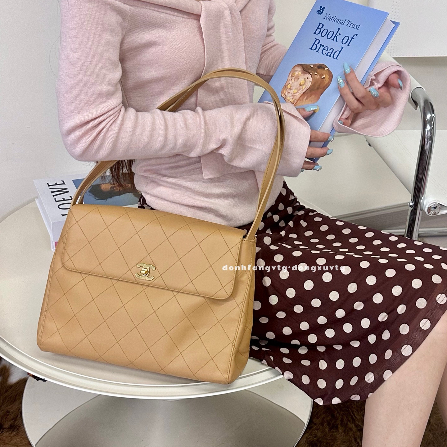 95新 Chanel/香奈儿 chanel 奶茶色kelly单肩包