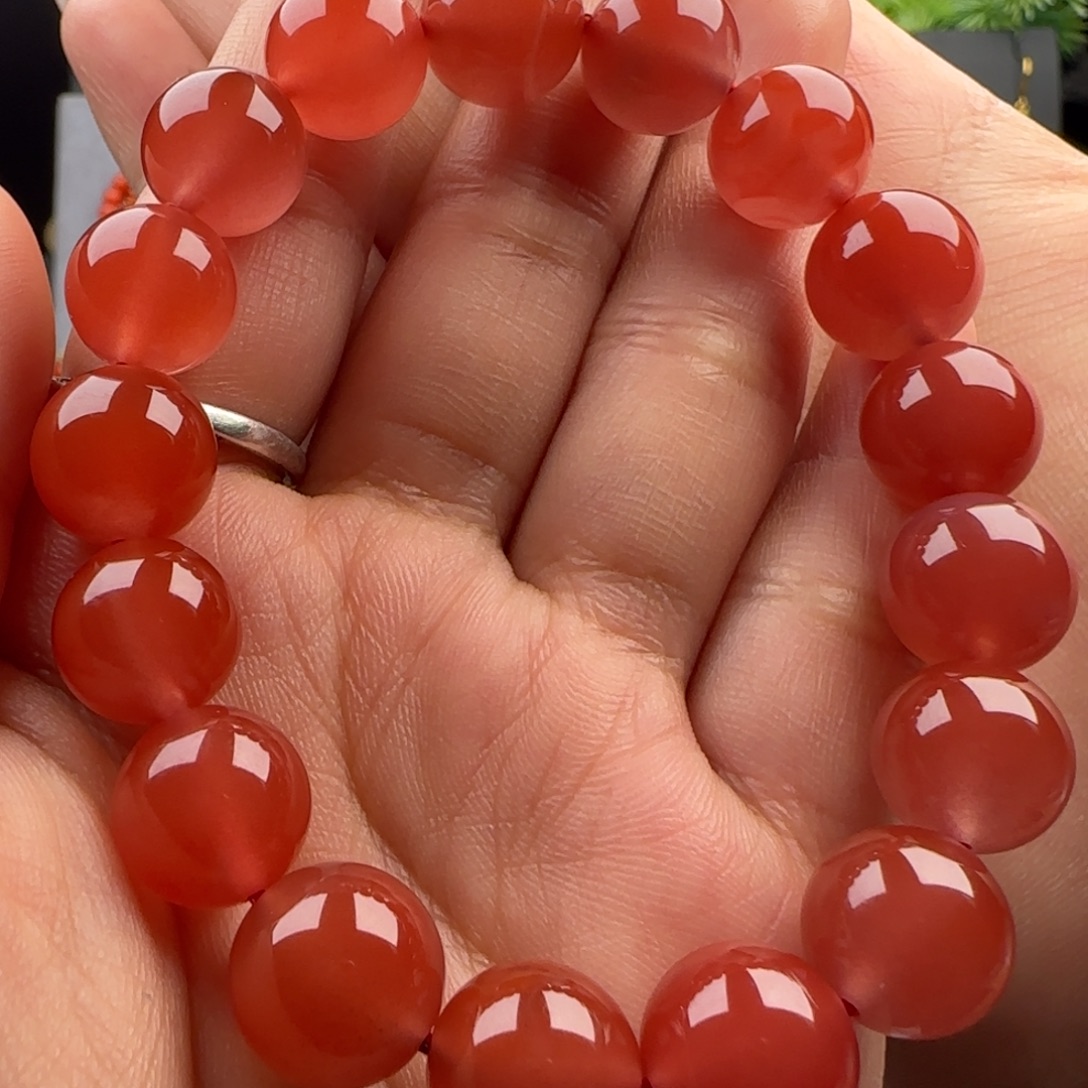 南红玛瑙未镶嵌圆珠手串11+