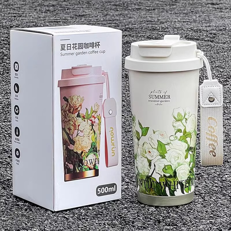 轻奢感保温杯冬季便携奶茶双饮口泡茶水杯女高颜值吸管麒麟一番榨