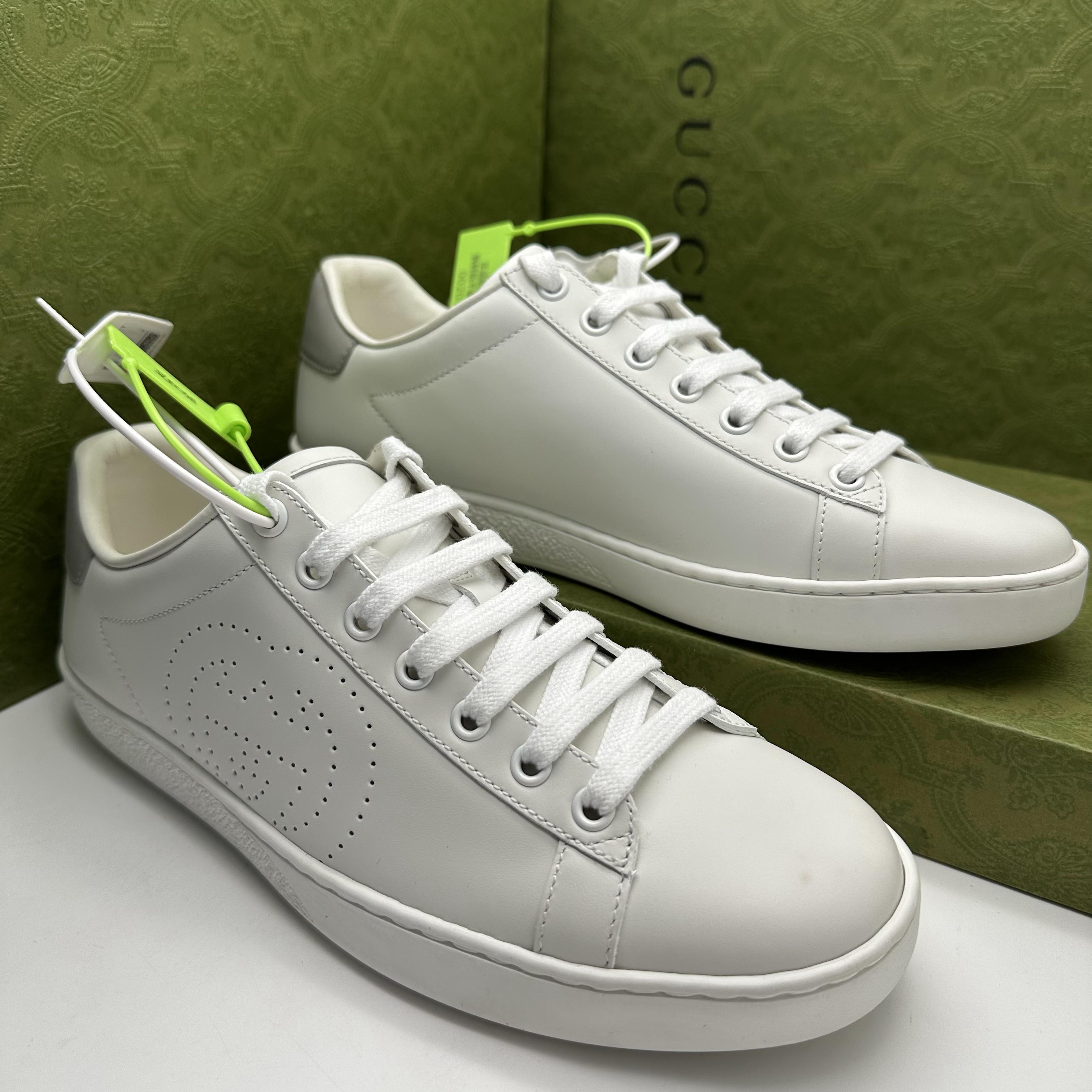 95新 GUCCI/古驰 37.5/39.5/42欧码/男士双G小白鞋时尚舒适板鞋