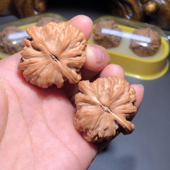 文玩核桃把件竹**雨39三角白