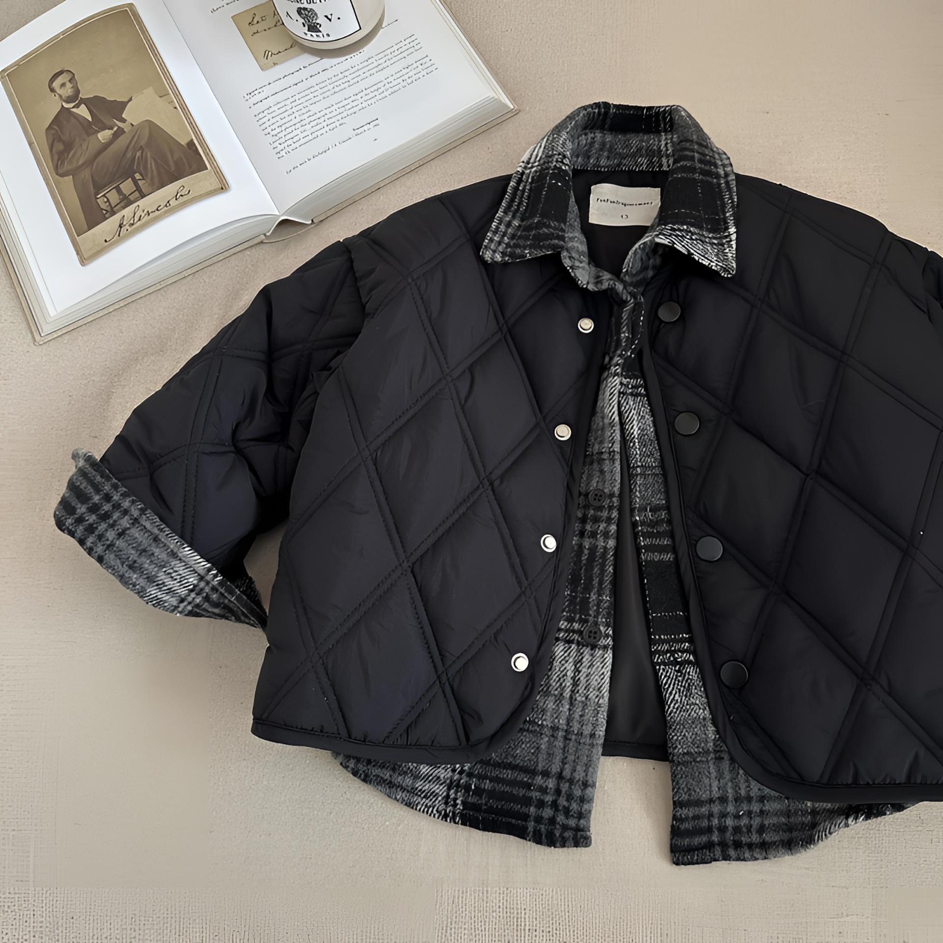 男童秋冬棉服2025新款儿童洋气假两件夹棉冬装外套男孩帅气棉衣潮