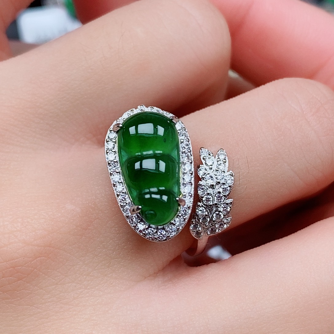 翡翠戒指银S925镶嵌戒指