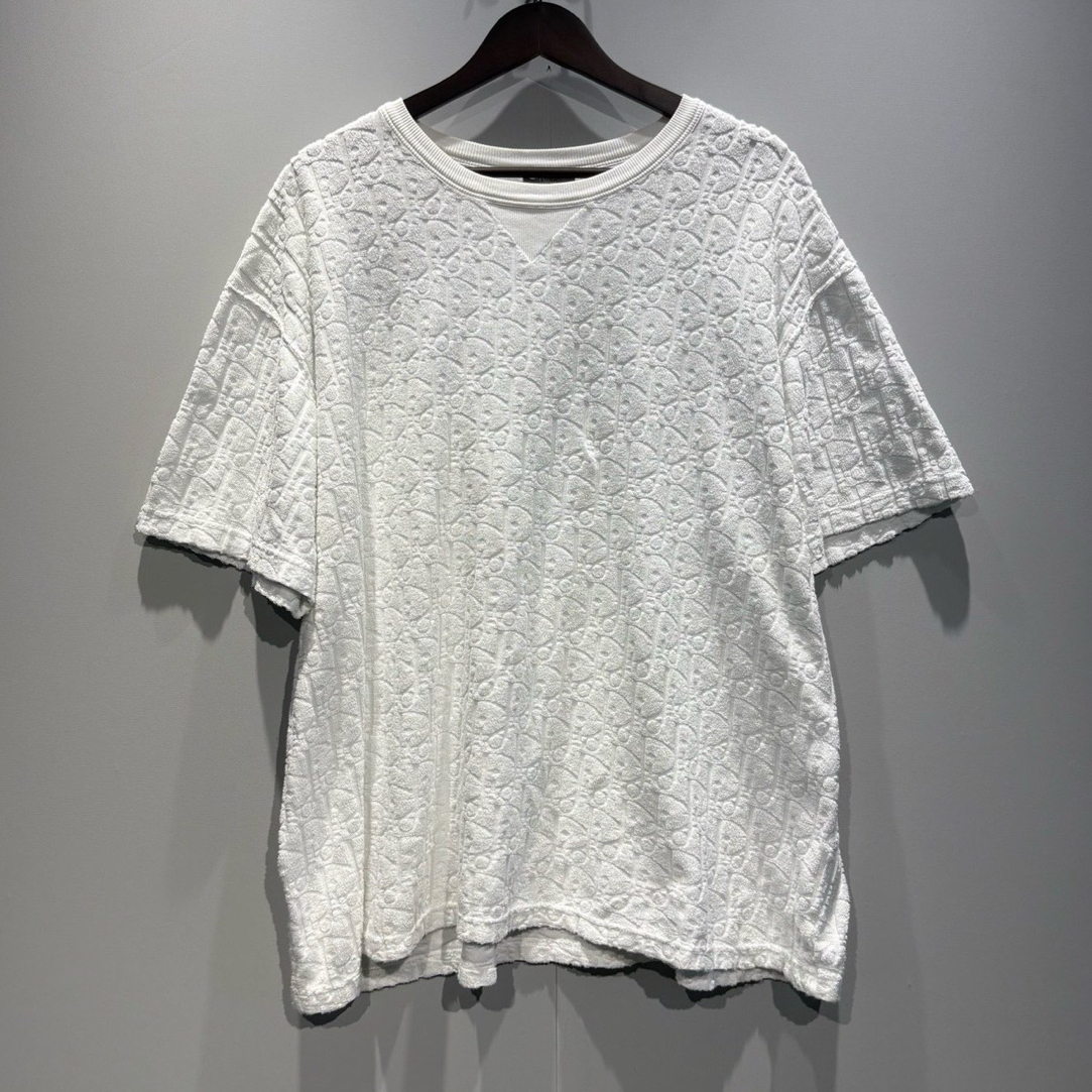 未使用 DIOR/迪奥 Dior迪奥 白色暗纹满印毛巾短袖 3xl /0628