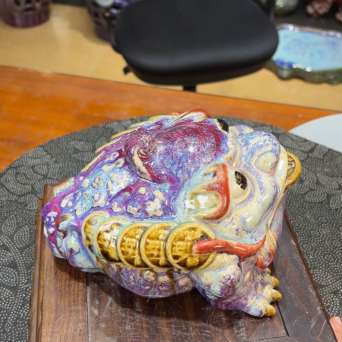 金蟾石湾陶艺摆件纯手工制作