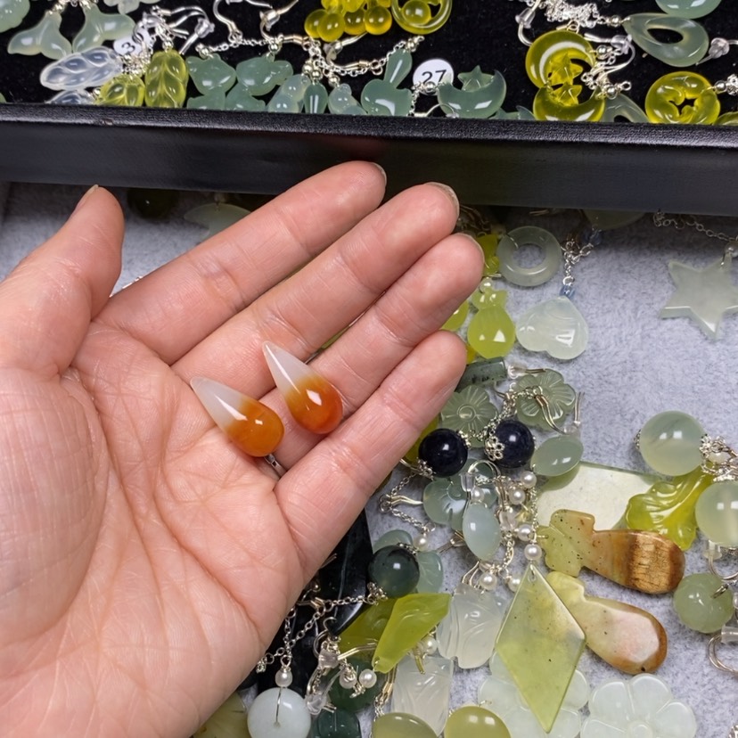 【闪购商品】蛇纹石玉挂件耳饰耳环项链未镶嵌朱