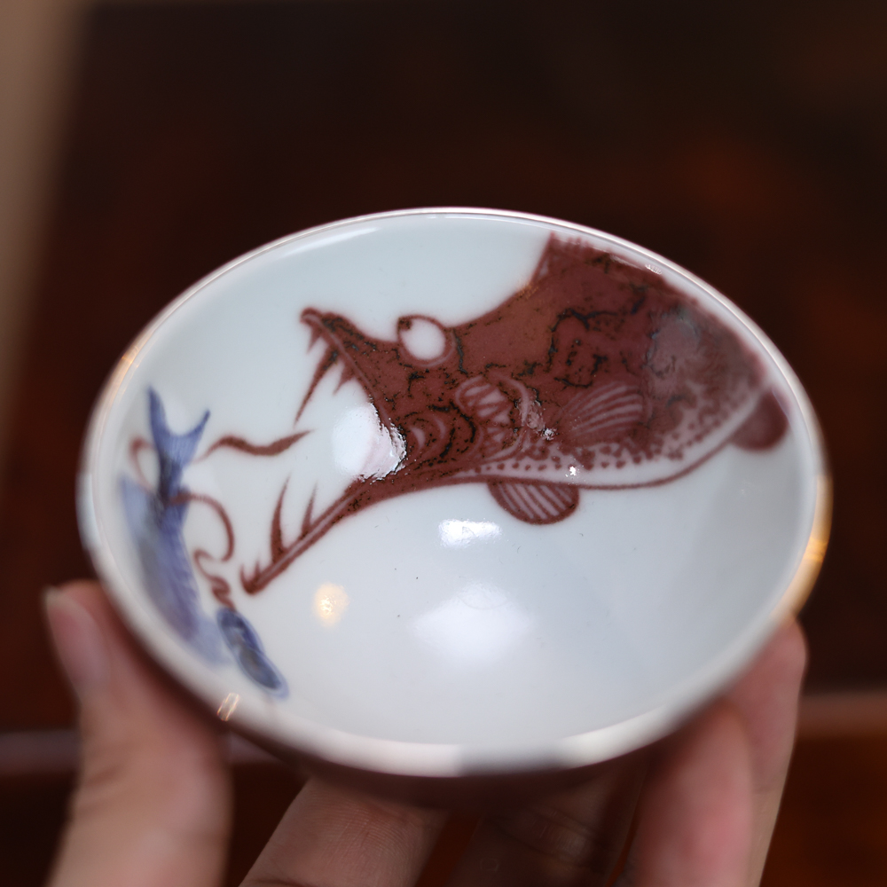 【悦生活】-枣皮红-畅怀堂-非富鲫鳜鸡心杯（畅怀0014）