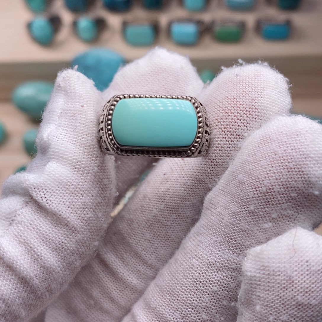 绿松石挂件银S925镶嵌