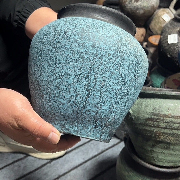 蓝色坛子高20口14默认打孔