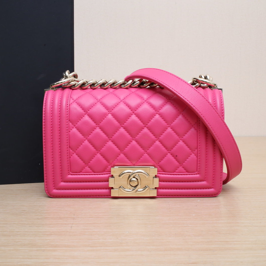 95新 Chanel/香奈儿 【娇】Leboy 小号 20.5cm 玫红 399860