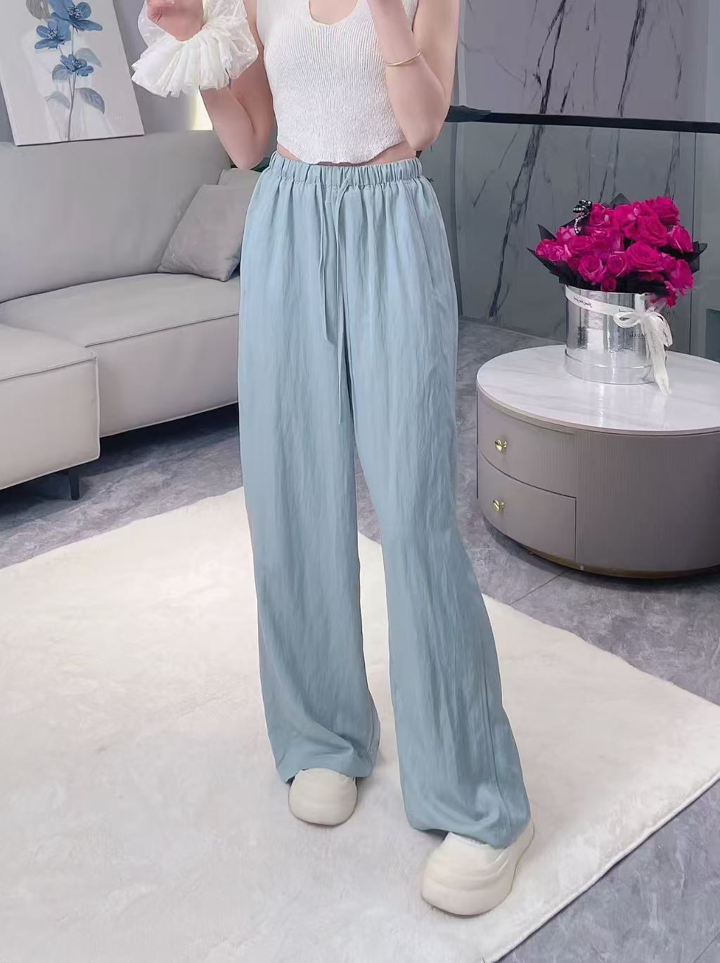 WL...2503铜氨丝松紧腰长裤