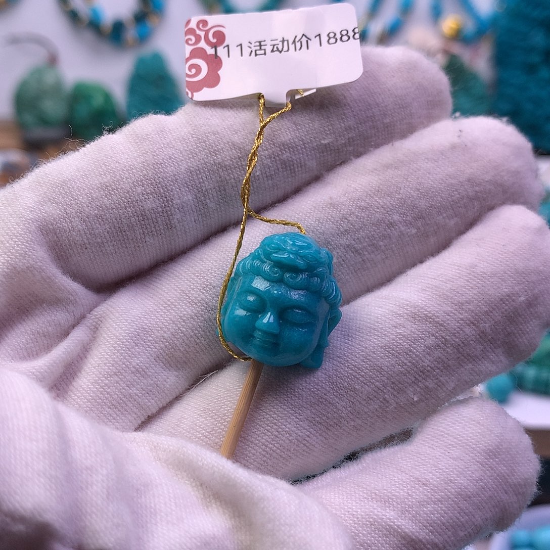 绿松石未镶嵌佛头15mm